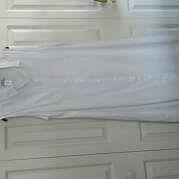Anthony Richards White Linen Sleeveless Shirt Dress Button Front 18W - Picture 2 of 10